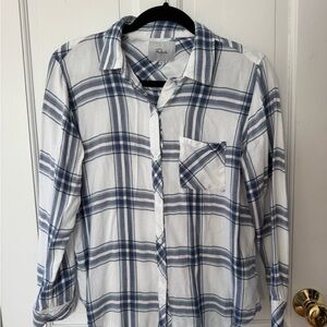 Rails White and Blue Plaid Shirt